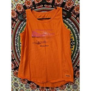 Life is Good Orange Happy Hour Kayaking Womens Small Crusher Tank Top